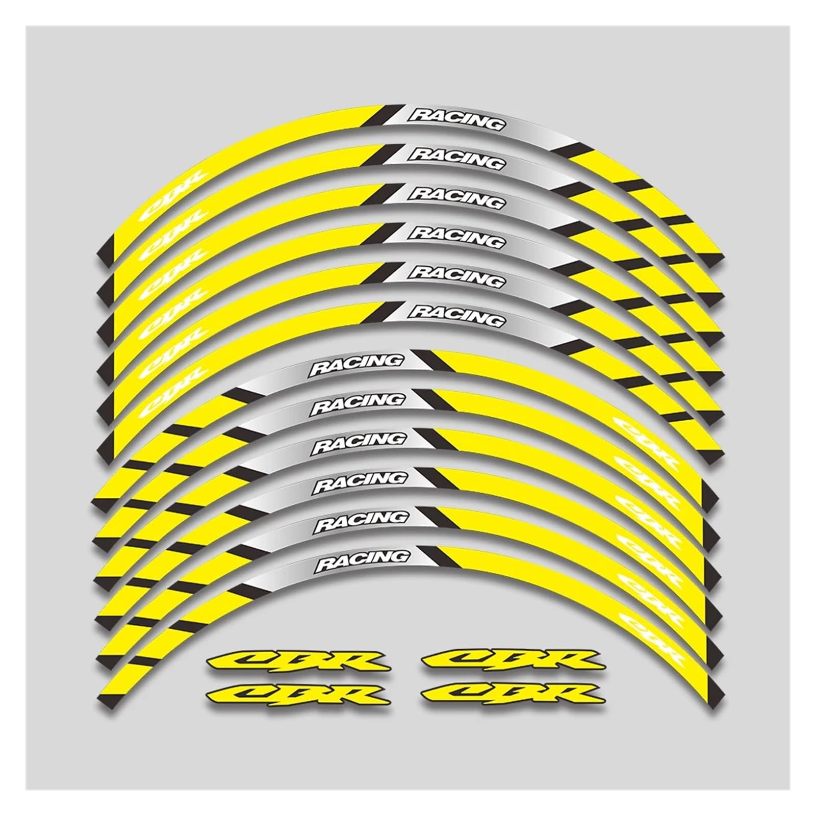 Für H&onda CBR250RR CBR400RR CBR600RR CBR1000RR Motorradräder Nabenaufkleber Felgenreifenaufkleber Reflektierendes Streifenband Motorrad-Felgenaufkleber(2L A Yellow) von yjzYHL