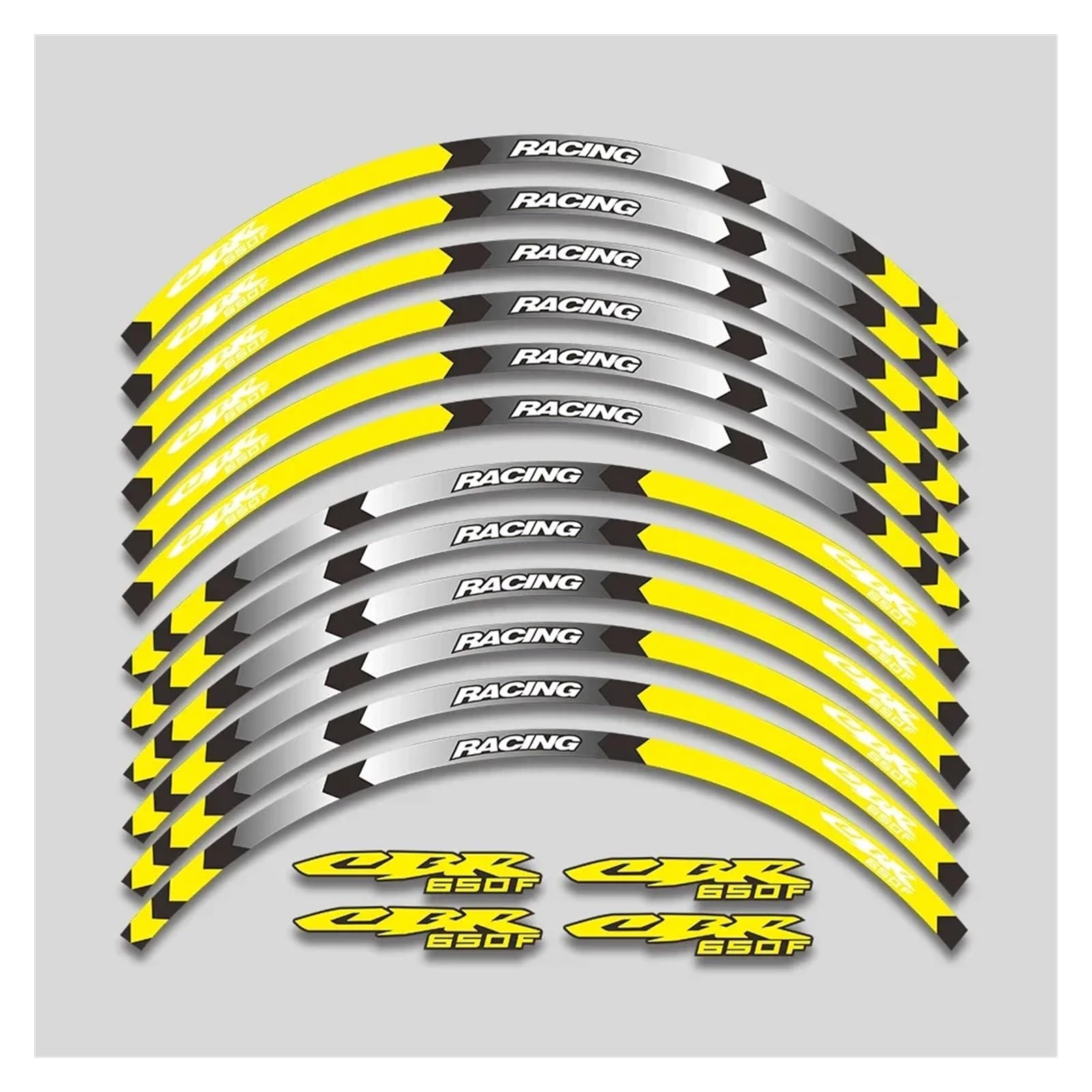 Für H&onda CBR650F CBR 650 F 650F Motorrad Aufkleber Räder Nabe Dekorative Abziehbilder Felge Reflektierende Streifen Klebeband Set Motorrad-Felgenaufkleber(1L A Yellow) von yjzYHL