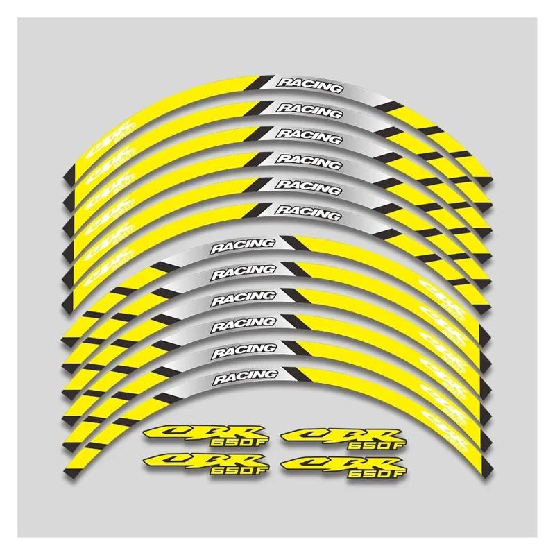 Für H&onda CBR650F CBR 650 F 650F Motorrad Aufkleber Räder Nabe Dekorative Abziehbilder Felge Reflektierende Streifen Klebeband Set Motorrad-Felgenaufkleber(2L A Yellow) von yjzYHL