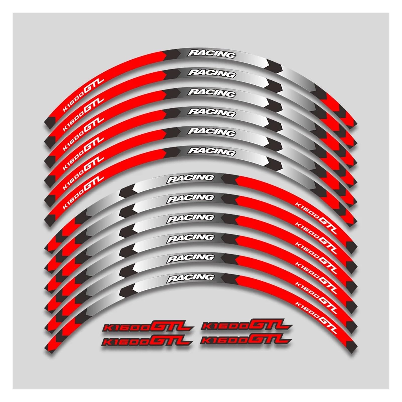 Für K 1600GTL K1600 GTL K1600gtl Motorrad Rad Abziehbilder Wasserdicht Reflektierende Aufkleber Felgenstreifen Motorrad-Felgenaufkleber(1L A Red) von yjzYHL