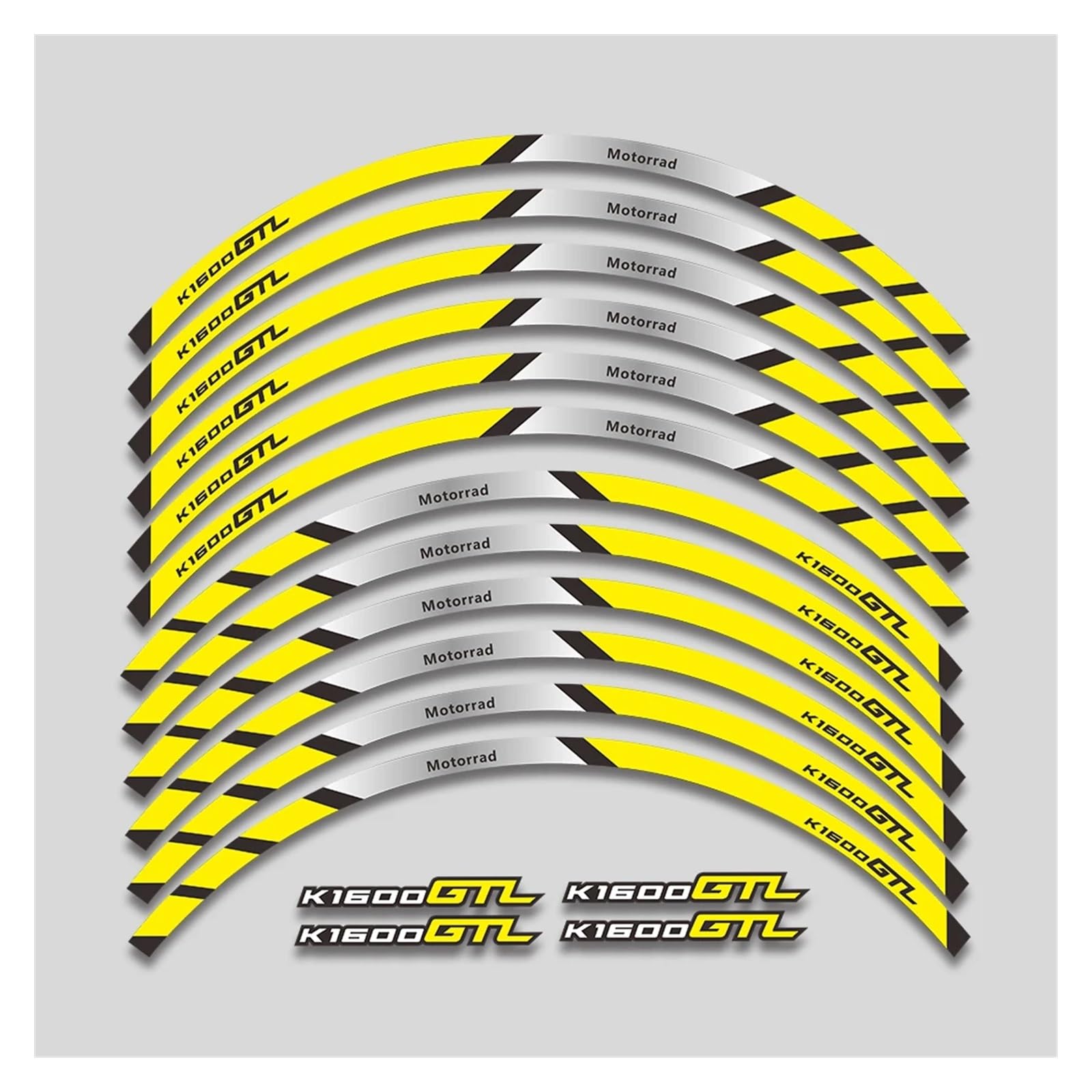 Für K 1600GTL K1600 GTL K1600gtl Motorrad Rad Abziehbilder Wasserdicht Reflektierende Aufkleber Felgenstreifen Motorrad-Felgenaufkleber(2L A Yellow) von yjzYHL