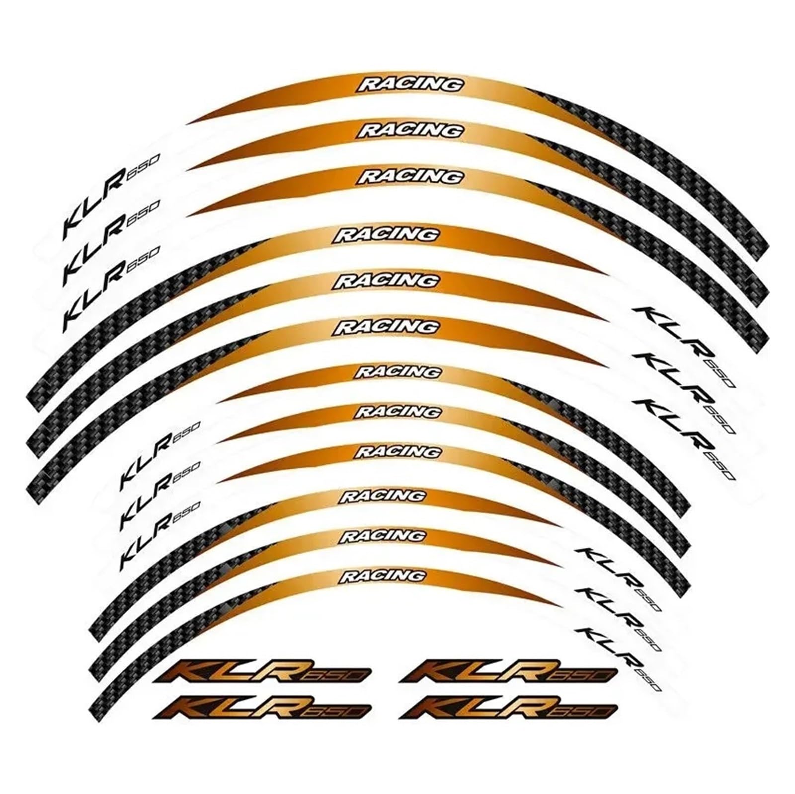 Für K&AWASAKI KLR650 KLR 650 1987-2023 Motorrad Reflektierende Räder Nabe Felge Reifen Streifen Dekorative Aufkleber Aufkleber Band Set Motorrad-Felgenaufkleber(GLOD3) von yjzYHL