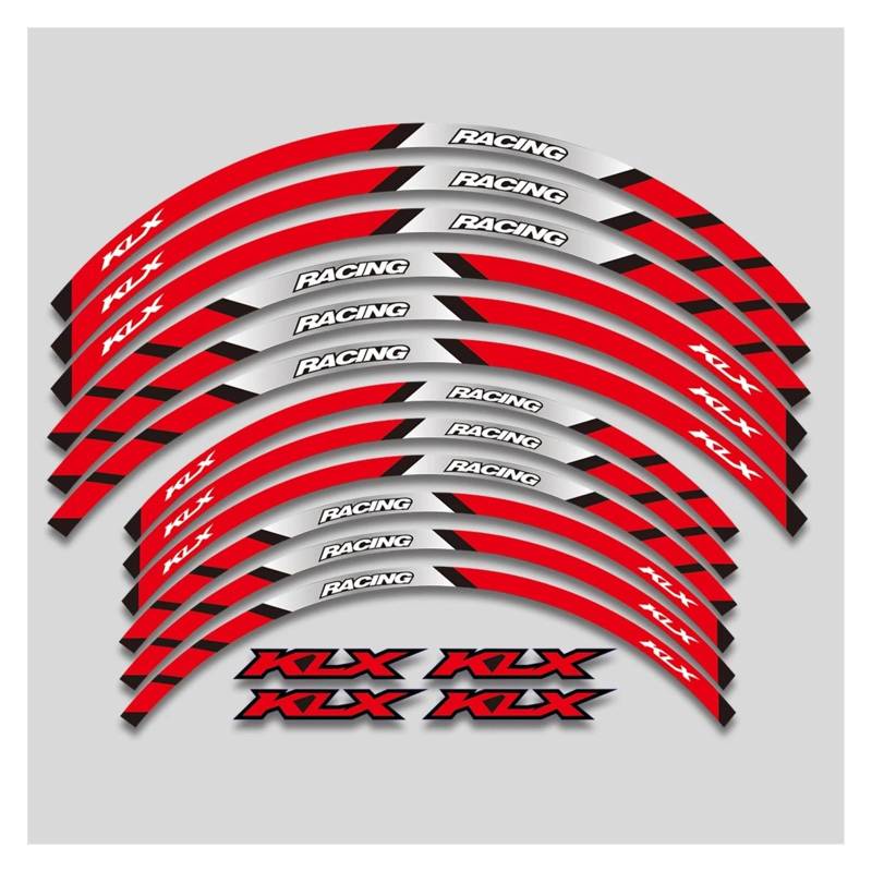 Für K&AWASAKI KLX250 KLX250S KLX250R KLX 250 250S 250R SR Motorrad Rad Aufkleber Aufkleber Reflektierende Felge Motorrad-Felgenaufkleber(2 Style A Red) von yjzYHL