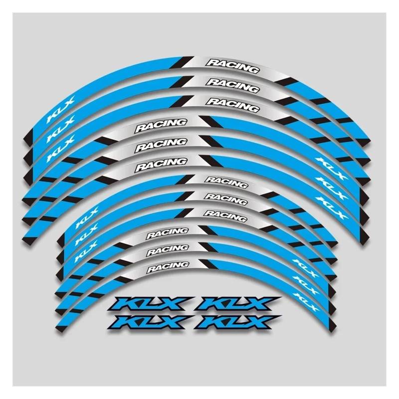 Für K&AWASAKI KLX250 KLX250S KLX250R KLX450R Motorrad Aufkleber Felge Reifen Aufkleber Radnabe Reflektierende Streifen Klebeband Set Motorrad-Felgenaufkleber(2 Style A Bule) von yjzYHL