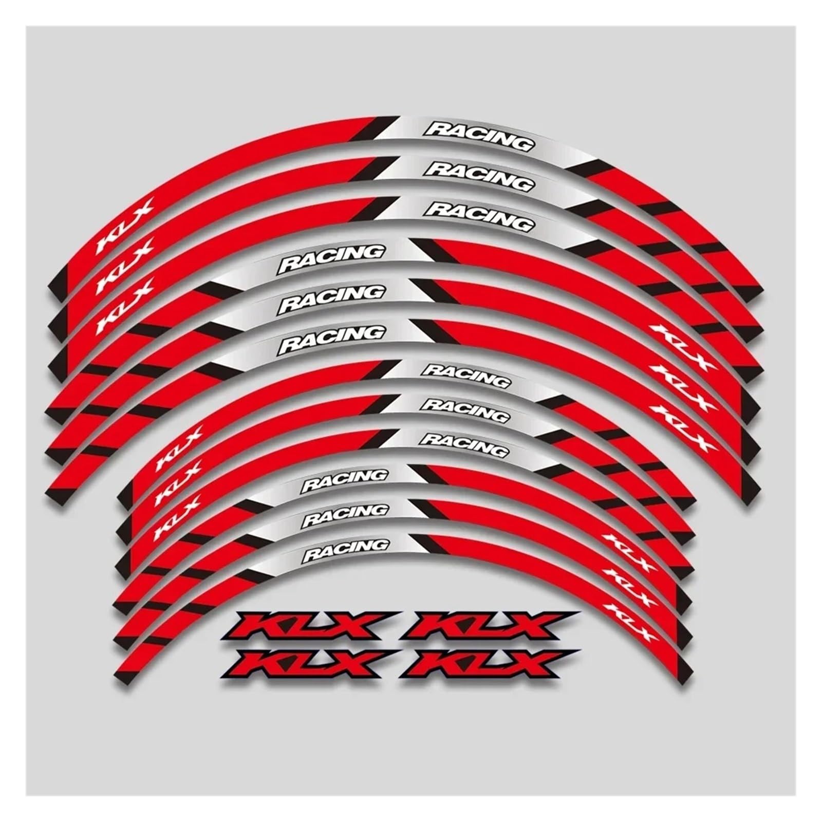 Für K&AWASAKI KLX250 KLX250S KLX250R KLX450R Motorrad Aufkleber Felge Reifen Aufkleber Radnabe Reflektierende Streifen Klebeband Set Motorrad-Felgenaufkleber(2 Style A Red) von yjzYHL