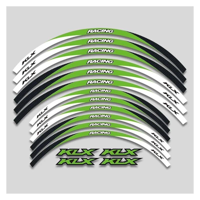 Für K&AWASAKI KLX250 KLX250S KLX250R KLX450R Motorrad Aufkleber Felge Reifen Aufkleber Radnabe Reflektierende Streifen Klebeband Set Motorrad-Felgenaufkleber(3 Style A Green) von yjzYHL