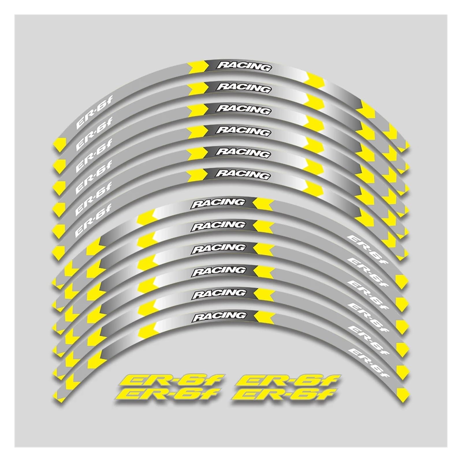 Für K&awasaki ER-6F ER6F ER 6F Motorradaufkleber Felgenreifen Dekorative Abziehbilder Räder Nabe Reflektierendes Streifenbandset Motorrad-Felgenaufkleber(1 Style B Yellow) von yjzYHL