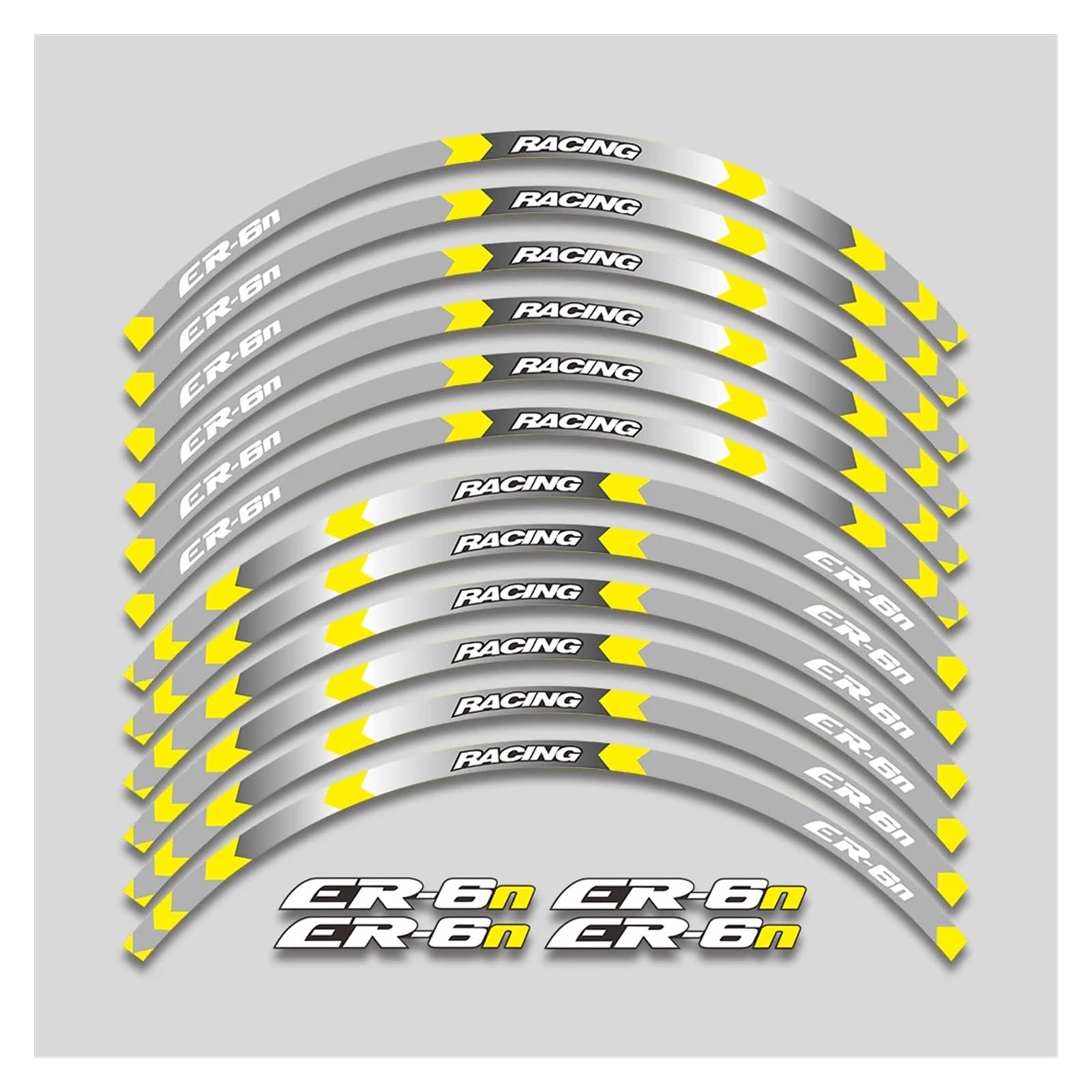 Für K&awasaki ER-6n ER6n Er 6n Motorradaufkleber Radnabe Reflektierende Streifen Felge Reifen wasserdichte Dekorative Aufkleber Motorrad-Felgenaufkleber(1 Style B Yellow) von yjzYHL