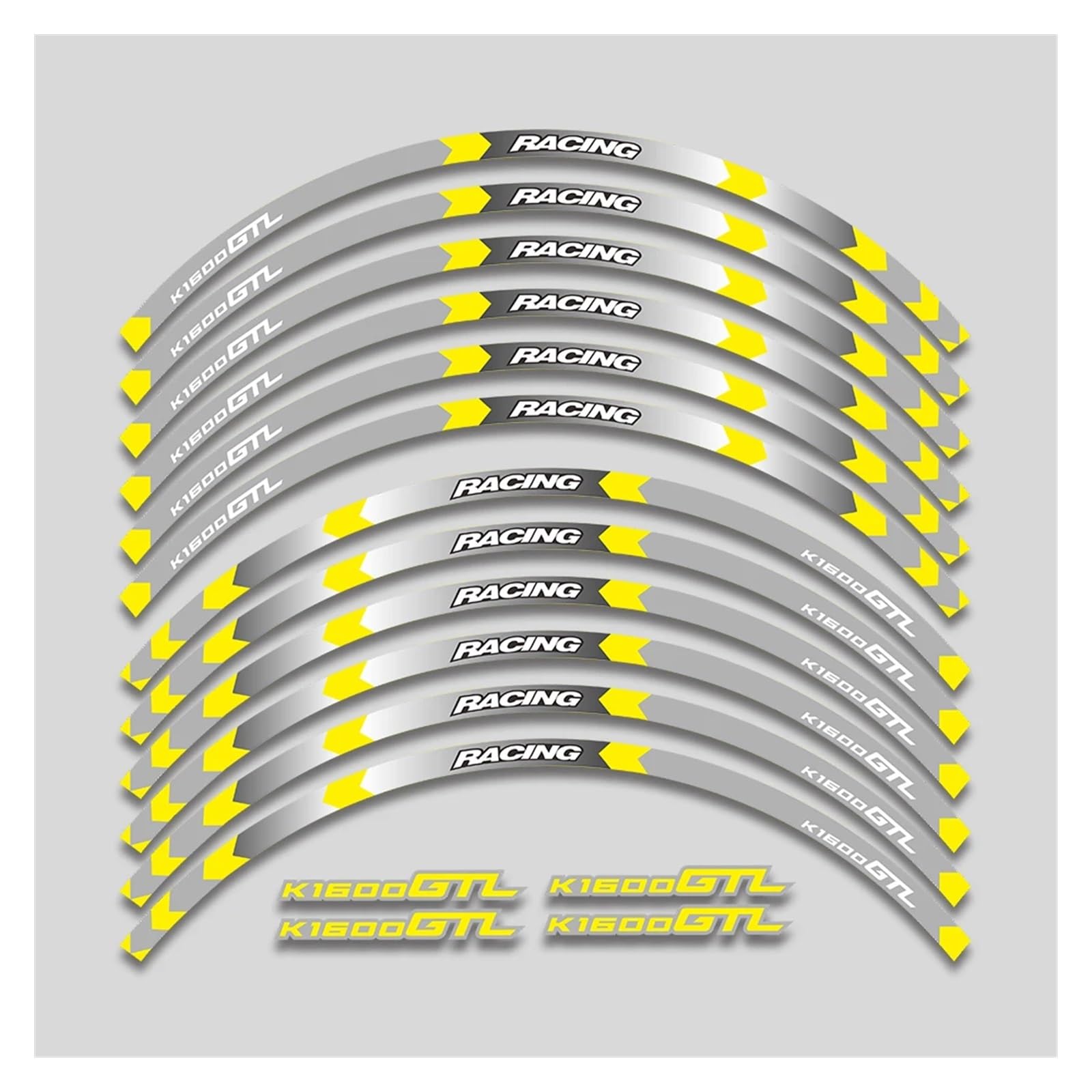 Für K1600GTL K 1600GTL K1600 GTL Motorrad Rad Abziehbilder Wasserdicht Reflektierende Aufkleber Felgenstreifen Motorrad-Felgenaufkleber(1L B Yellow) von yjzYHL