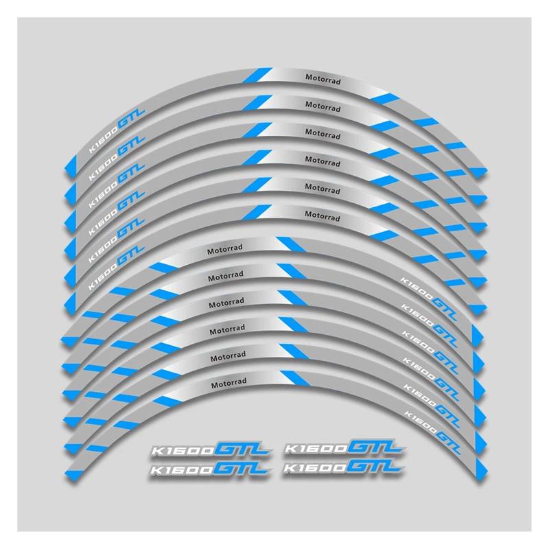 Für K1600GTL K 1600GTL K1600 GTL Motorrad Rad Abziehbilder Wasserdicht Reflektierende Aufkleber Felgenstreifen Motorrad-Felgenaufkleber(2L B Bule) von yjzYHL
