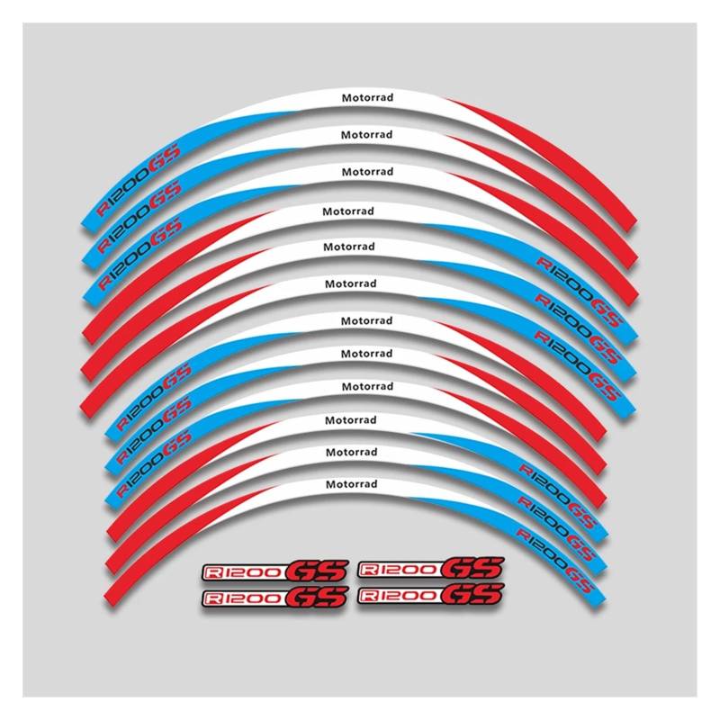 Für R1200GS R 1200GS R1200 Gs 19''17'' Motorrad Räder Aufkleber Dekorative Aufkleber Felge Reflektierende Streifen Set Motorrad-Felgenaufkleber(3L Red White Bule) von yjzYHL