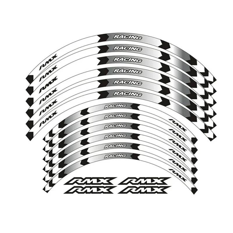 Für S-uzuki RMZ250 RMZ 250 Z 2004-2021 21" 19" Radnabe Motorradaufkleber Felgenaufkleber Reflektierendes Streifenset Motorrad-Felgenaufkleber(White) von yjzYHL