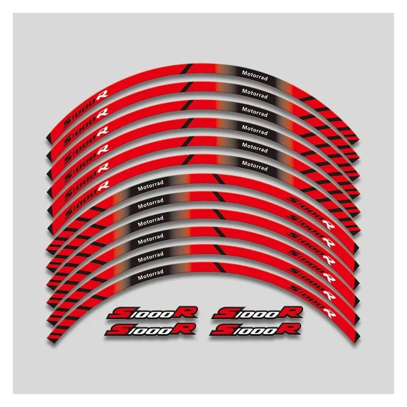 Für S1000R S 1000R 1000 S1000 R Motorrad Radnabe Aufkleber Felge Reflektierende Streifen Dekorative Aufkleber Band Set Motorrad-Felgenaufkleber(Red 1) von yjzYHL