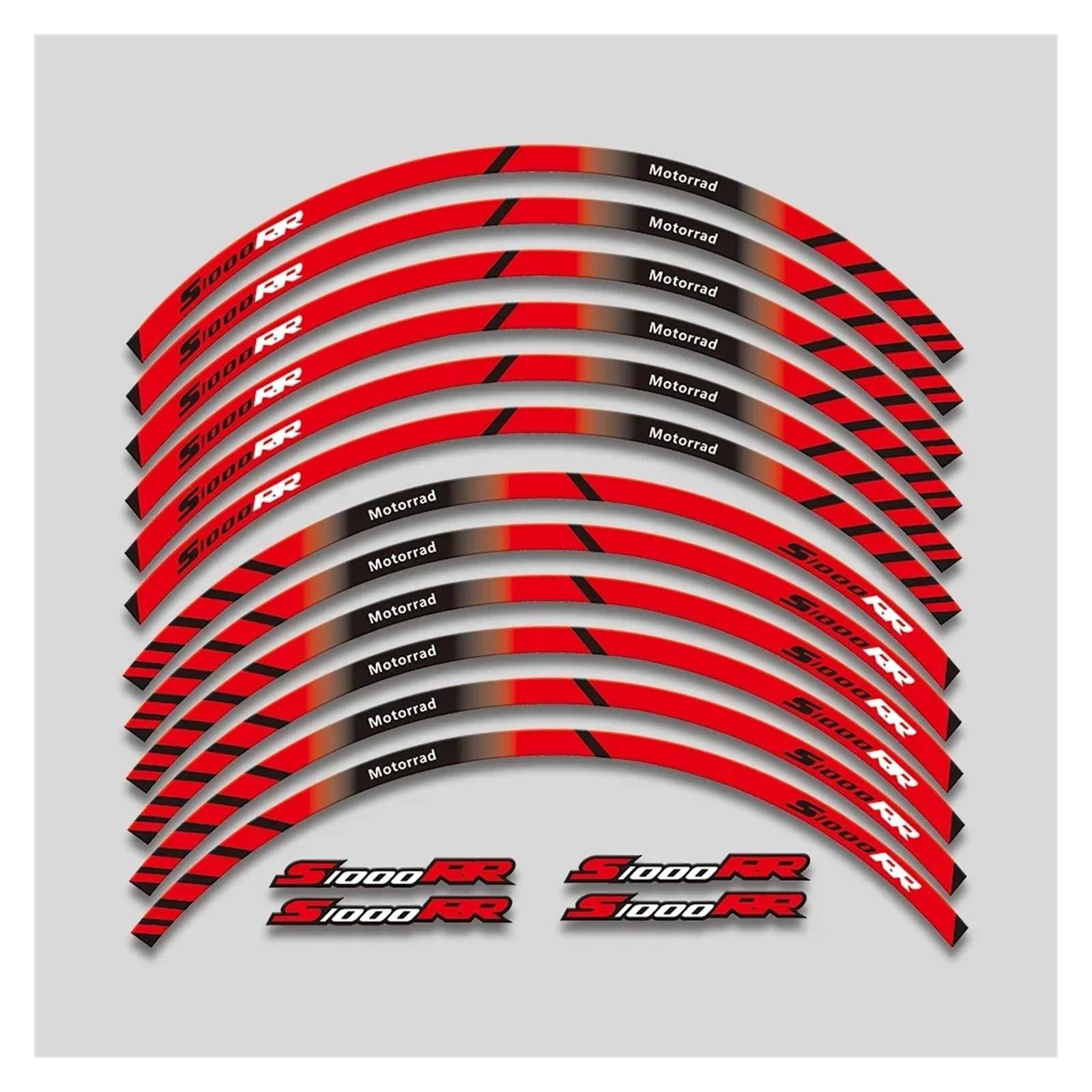 Für S1000RR S 1000RR S 1000 RR Motorrad Räder Nabe Aufkleber Felge Reifen Reflektierende Streifen Dekorative Aufkleber Set Motorrad-Felgenaufkleber(Red) von yjzYHL