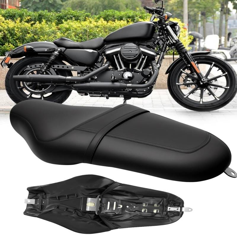 yoakaiax Motorradsitze Sportster Fahrersitz, 2 oben vorne hinten Fahrer Beifahrer Sitzkissen, Ledersitz, kompatibel mit Sportster 883 XL1200 1 von yoakaiax