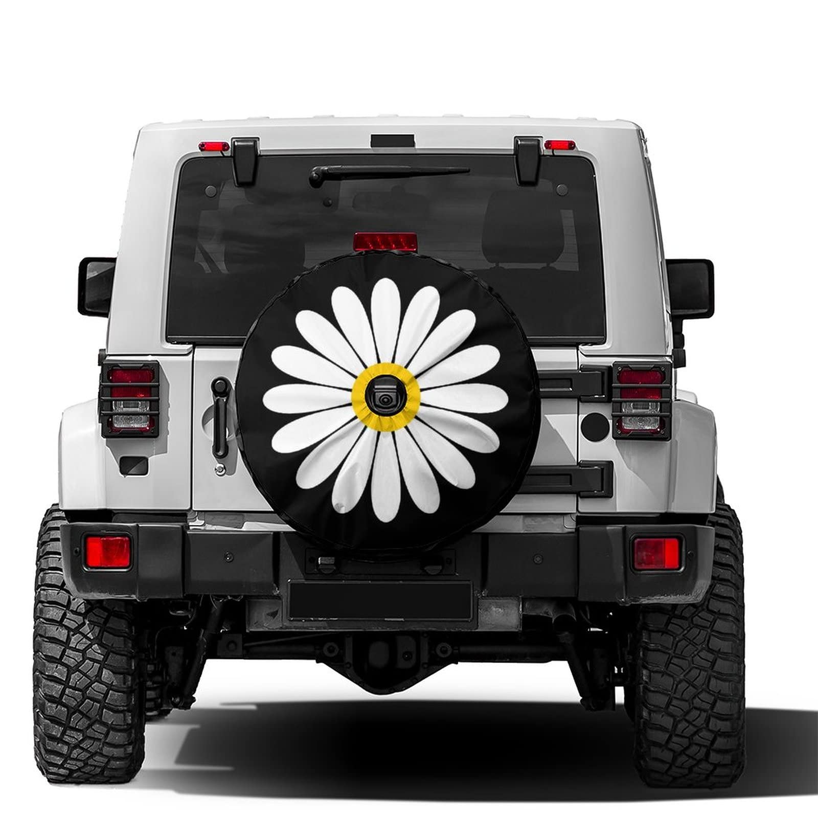 Daisy Flower 003 Ersatzreifenabdeckung mit Reserve-Kamera-Loch, Rad-Abdeckung, passend für Anhänger, Wohnmobil, SUV und viele Fahrzeuge, 38,1 cm (15 Zoll) von yomeeaaaa