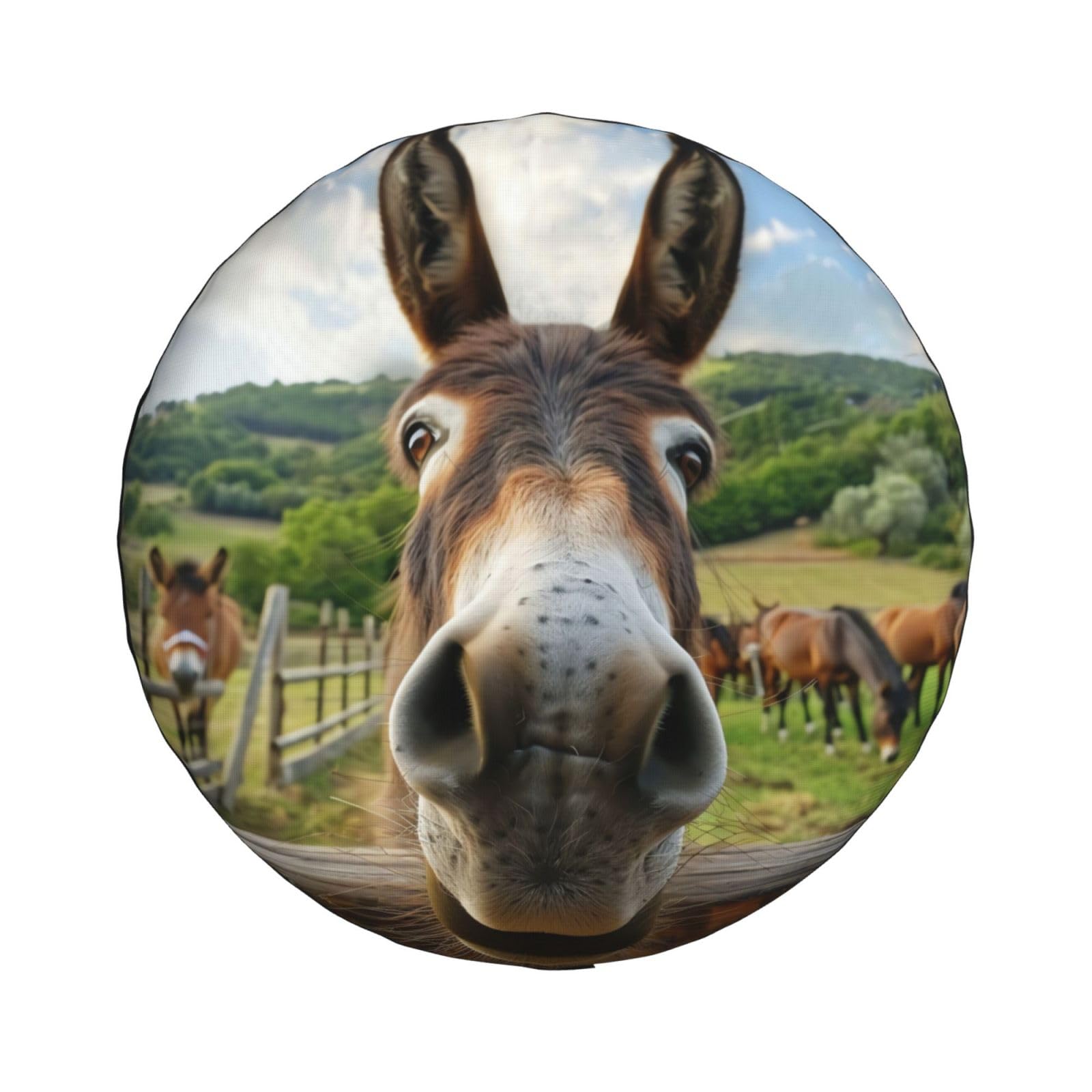 Funny Donkey Ersatzreifenabdeckung für Wohnmobile, SUV, Anhänger, LKW, 40,6 cm, lustige Tier-Reifenabdeckung, wasserdichte Radabdeckungen, universelle Passform für Wohnmobile, Reisen von yomeeaaaa