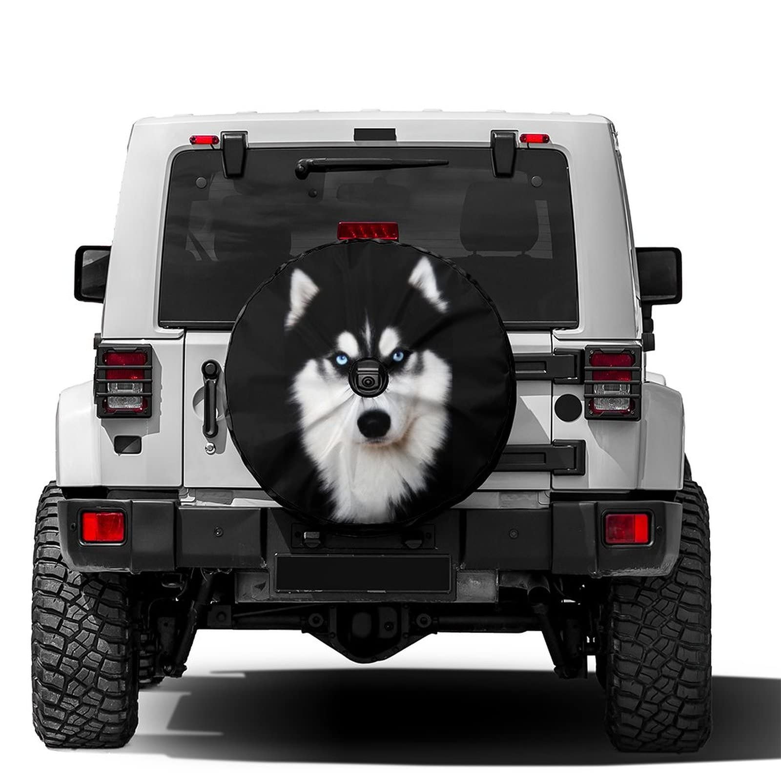 Funny Husky Dog Ersatzreifenabdeckung mit Ersatzkamera-Loch-Rad-Abdeckung, passend für Anhänger, Wohnmobil, SUV und viele Fahrzeuge, 38,1 cm (15 Zoll) von yomeeaaaa