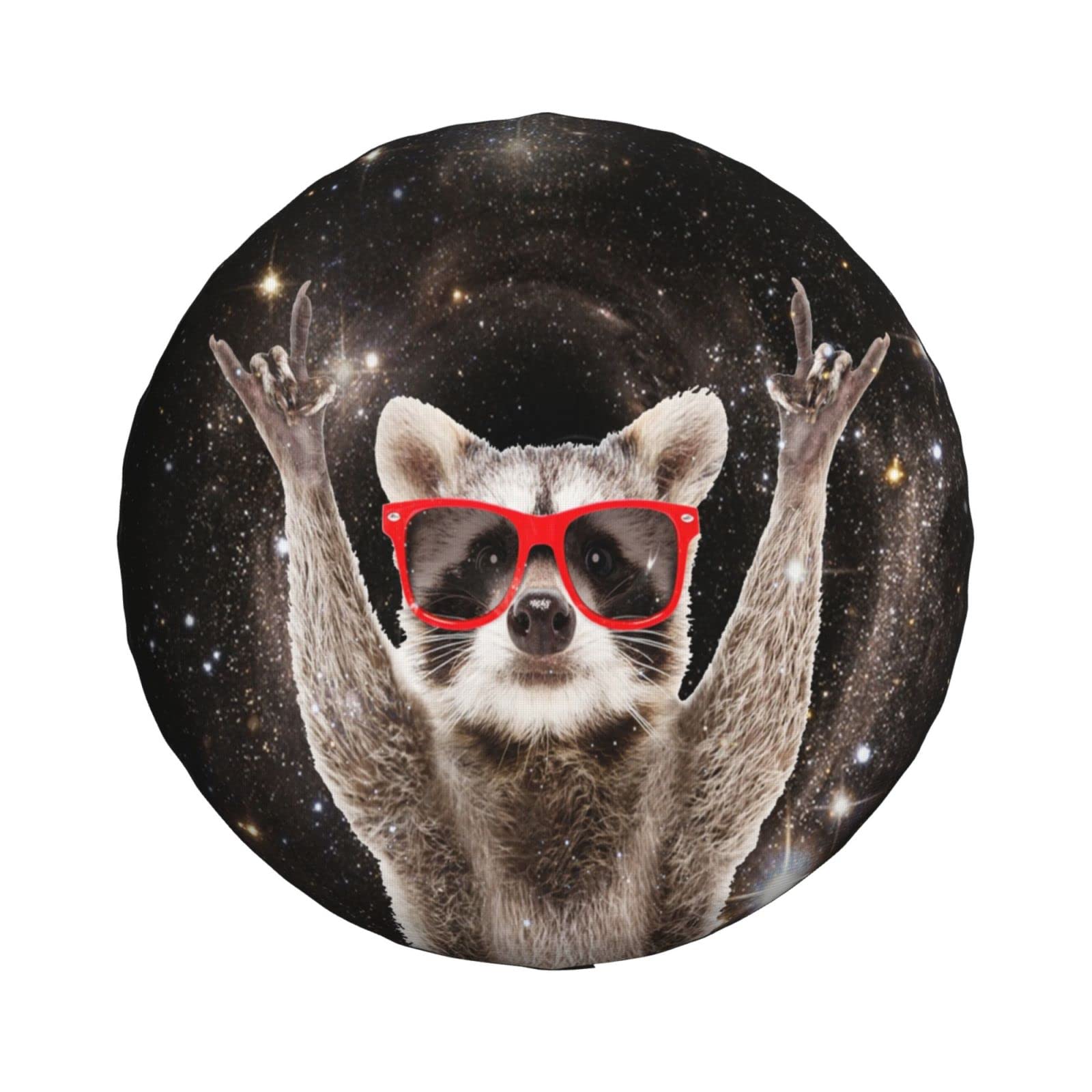 Funny Space Raccoon Ersatzreifenabdeckung, Universal-Reifenabdeckungen, wasserdicht, Polyester, Radabdeckungen für Wohnmobil, SUV, LKW, Wohnmobil, Reiseanhänger, 35,6 cm (14 Zoll) von yomeeaaaa