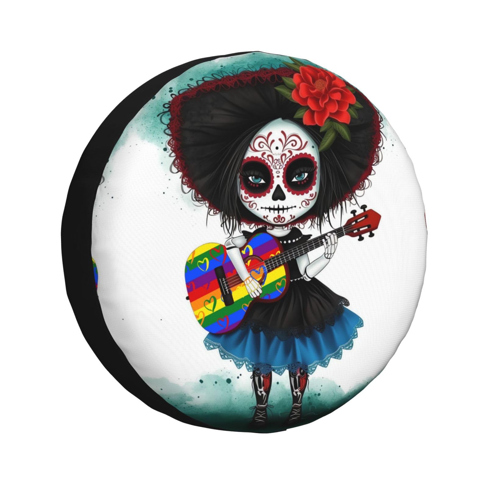 LGBT Flaggen-Ersatzreifenabdeckung für Wohnmobilanhänger, 43,2 cm, Sugar Skull Reifenabdeckung, wasserdichte Abdeckungen, universelle Passform für Wohnmobil, SUV, LKW-Fahrzeuge von yomeeaaaa