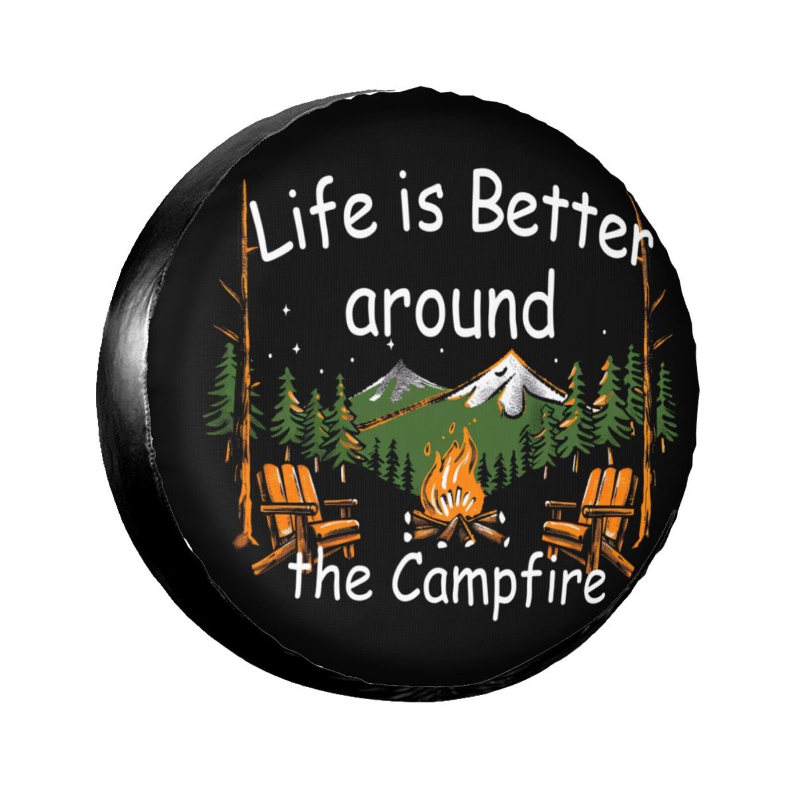 Life is Better Around The Campfire Ersatzreifenabdeckung für Wohnmobil, SUV, Anhänger, LKW, 35,6 cm, lustig, niedlich, universelle Passform für Camper, Reisen, Outdoor von yomeeaaaa