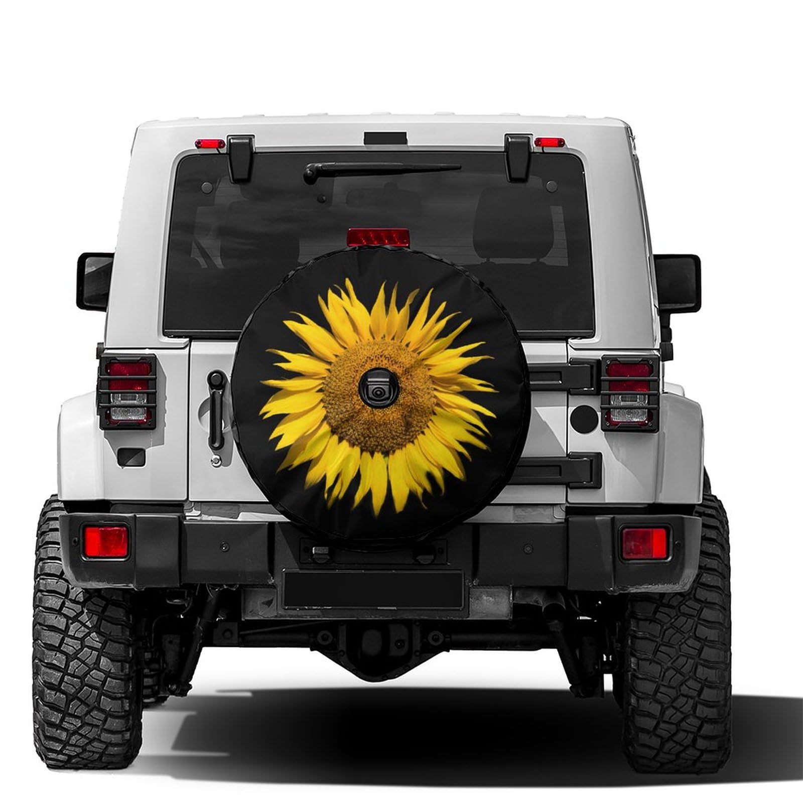 Sunflowers Ersatzreifenabdeckung mit Ersatzkamera-Loch-Rad-Abdeckung, passend für Anhänger, Wohnmobil, SUV und viele Fahrzeuge 40,6 cm (16 Zoll) von yomeeaaaa