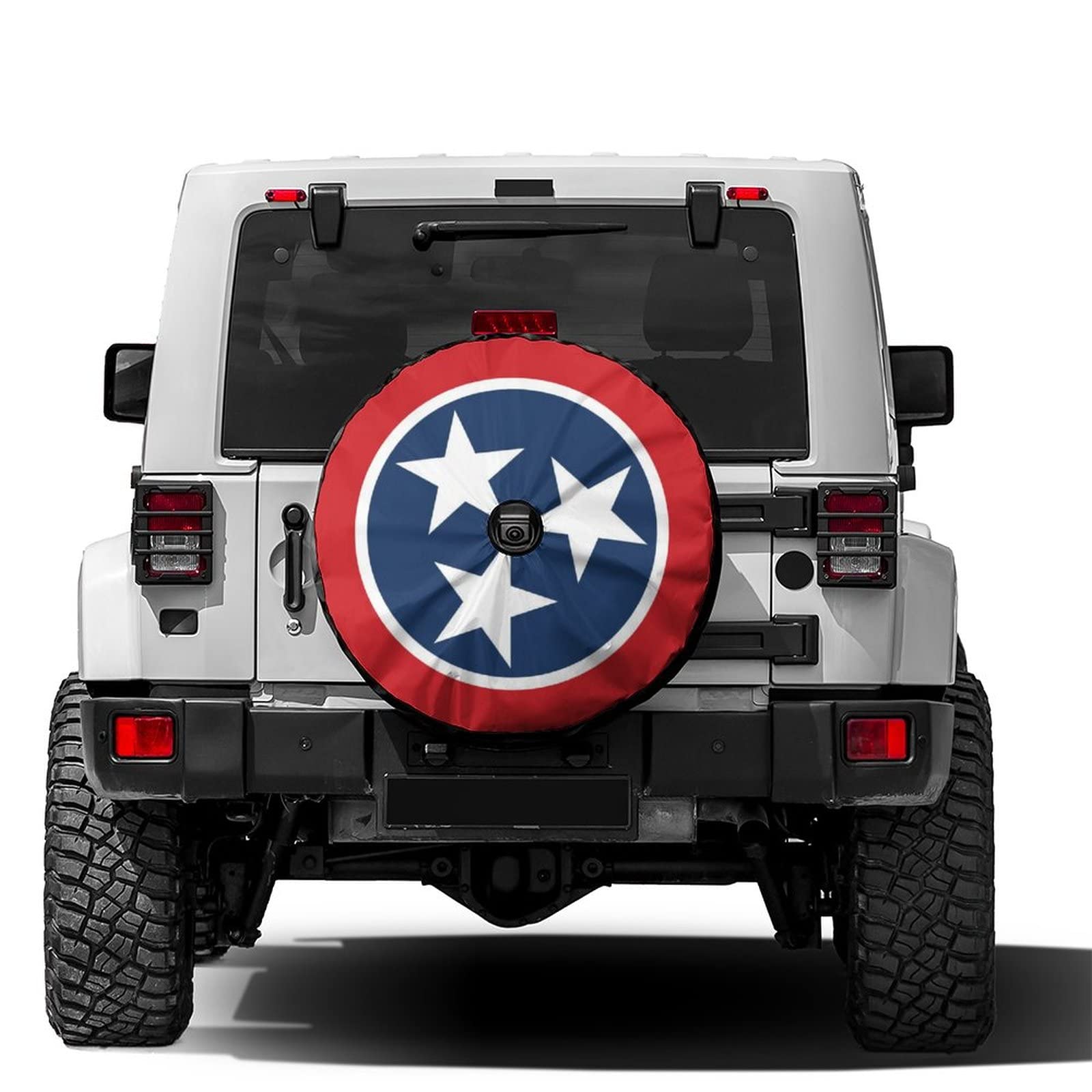 Tennessee Tri-Star-Flagge, Ersatzreifenabdeckung mit Reserve-Kamera-Loch, Rad-Abdeckung, passend für Anhänger, Wohnmobil, SUV und viele Fahrzeuge, 43,2 cm (17 Zoll) von yomeeaaaa