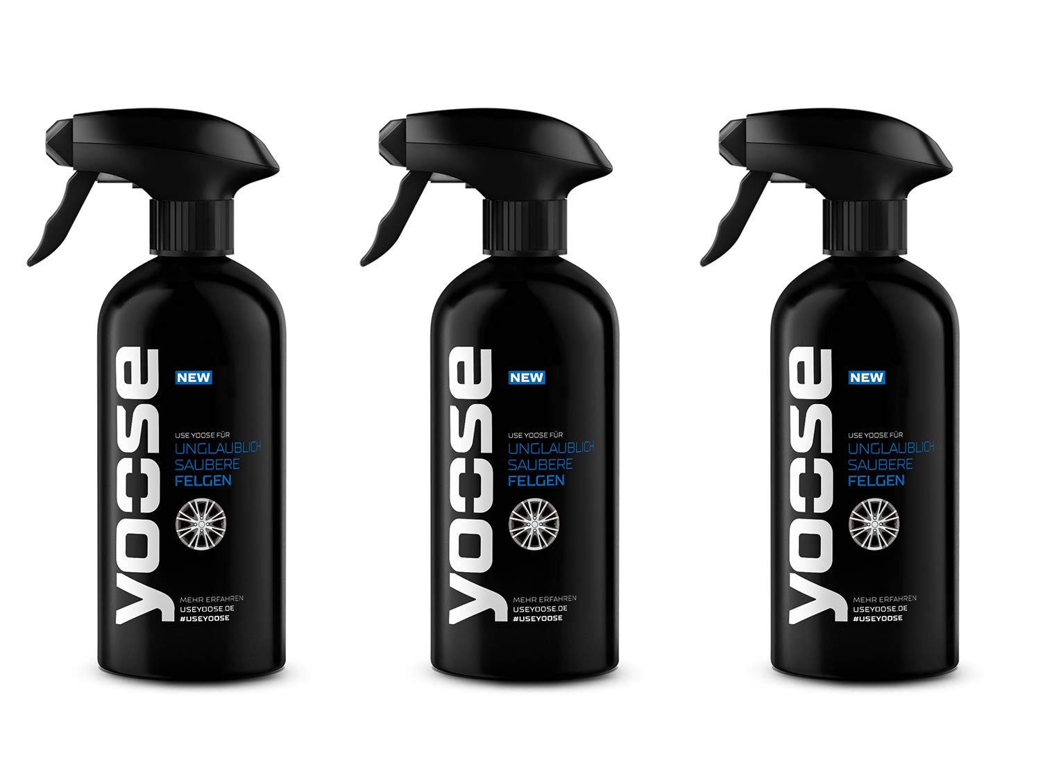 yoose Premium Felgenreiniger pH-neutral säurefrei Professionelle Felgenpflege für Alu und Stahlfelgen (3 Flaschen (3X 500ml)) von yoose