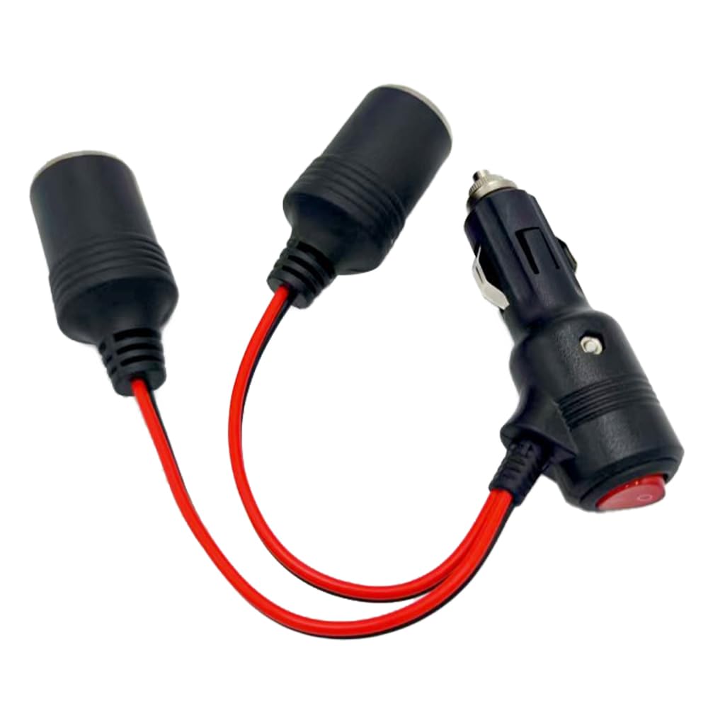 yotutun Auto Motorrad Zigarettenanzünder Stecker Adapter, 12V/24V Dual USB Port mit Schmelzdraht Buchse Zigarettenanzünder Verlängerungskabel 2-Wege Zigarettenanzünder Verteiler für Auto, SUV, LKW von yotutun