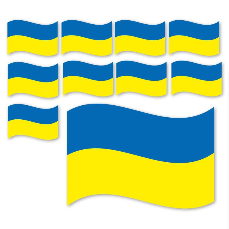 10er Set Aufkleber Ukrainische-Flagge I 10 x 6,5 cm I Stand with Ukraine I Deko- und Auto-Aufkleber I wetterfest I kfz_683 von younikat