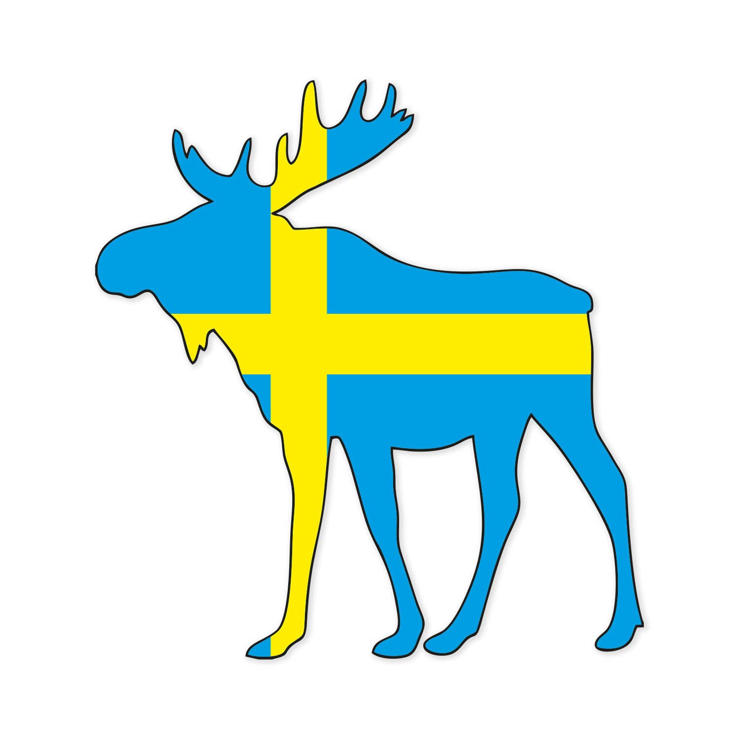 Auto-Aufkleber Elch I 120 x 126 mm I blau und gelb I Wohnmobil-Sticker I Skandinavien I Schweden Flagge I Natur I Heckscheibenaufkleber I kfz697 von younikat