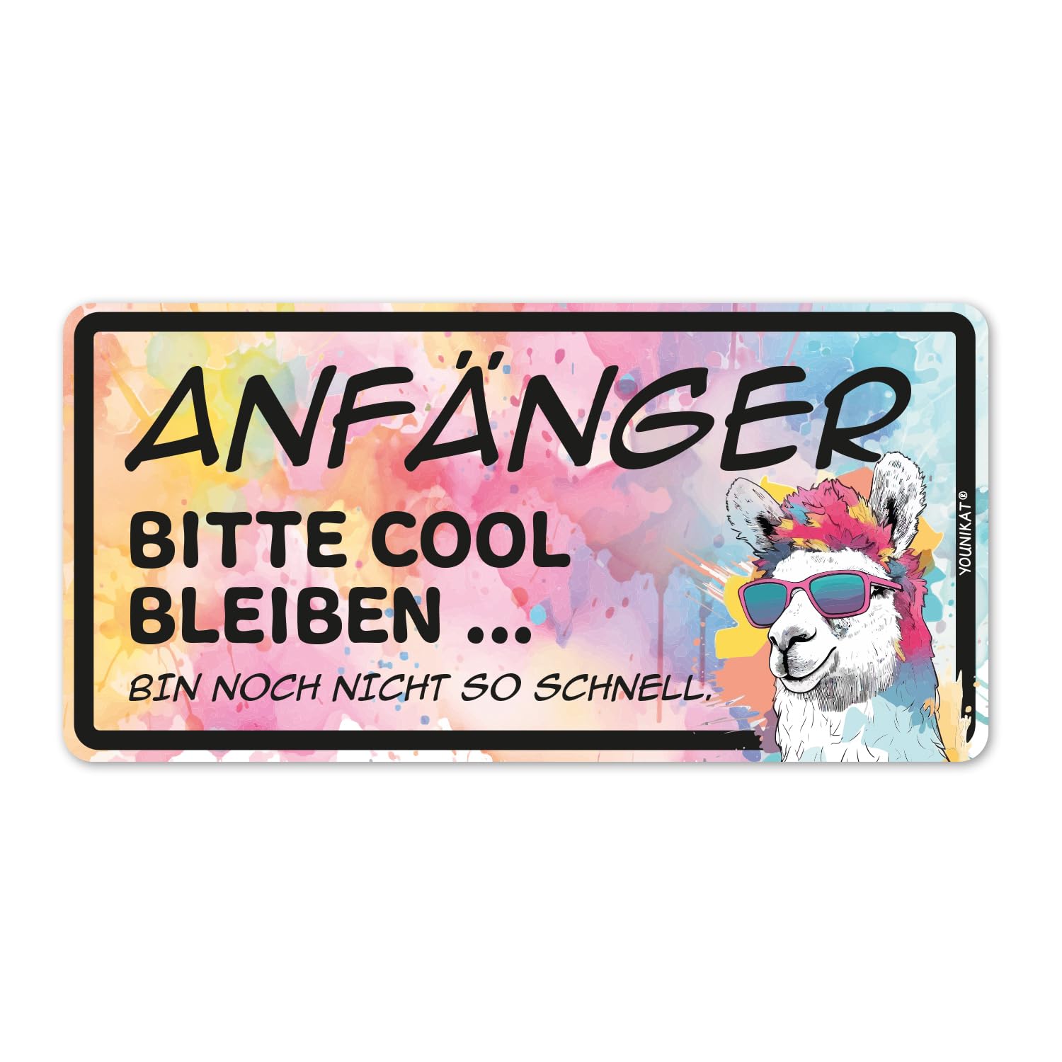 Auto-Magnet-Schild Anfänger Lama Bunt I 20 x 10 cm I kfz773 von younikat