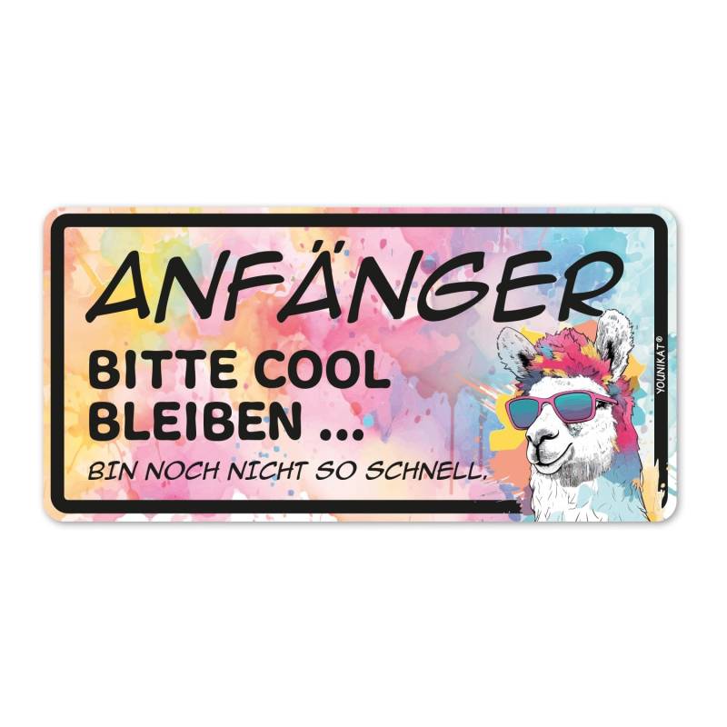 Auto-Magnet-Schild Anfänger Lama Bunt I 20 x 10 cm I kfz773 von younikat