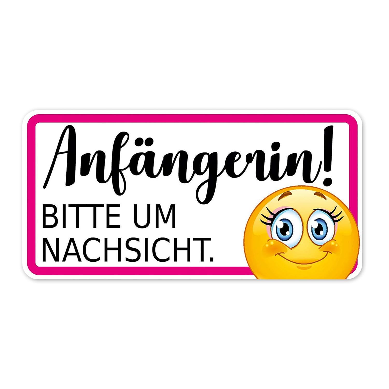 Auto-Magnet-Schild Anfängerin! Bitte um Nachsicht I 20 x 10 cm I Vorsicht Achtung Fahranfänger-in I mit Smile I wetterfest magnetisch I kfz316 von younikat