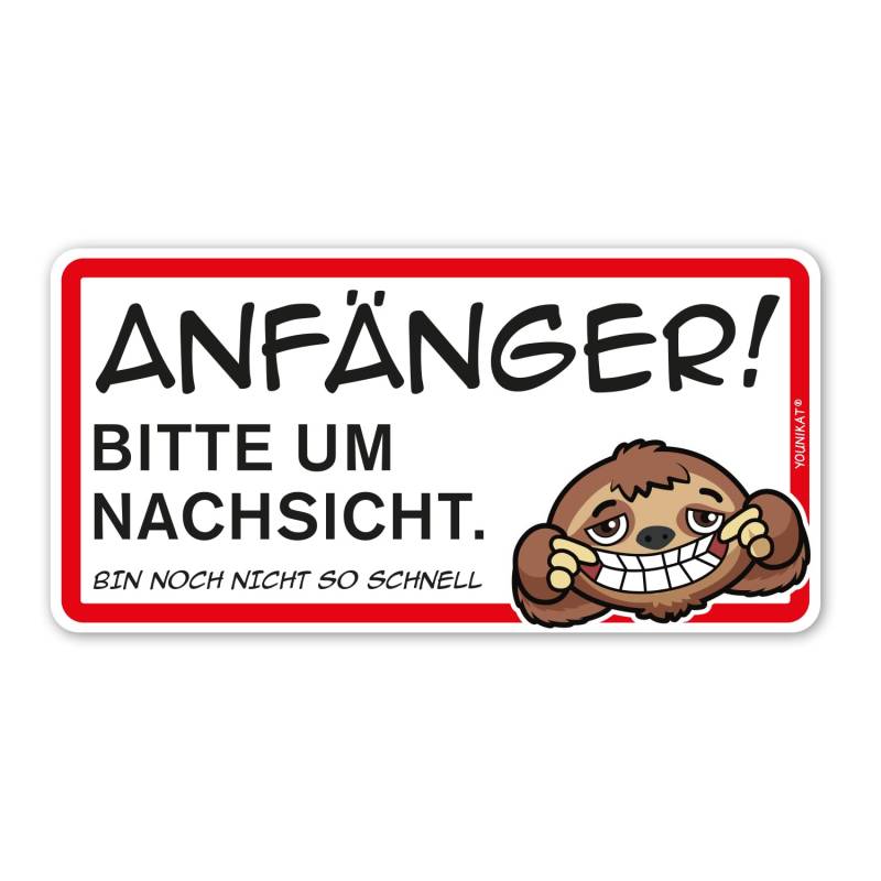 younikat Fahr-Anfänger Magnet-Schild I Faultier I 20 x 10 cm I für PKW und Anhänger I magnetisch und wetterfest I dv_1056 von younikat