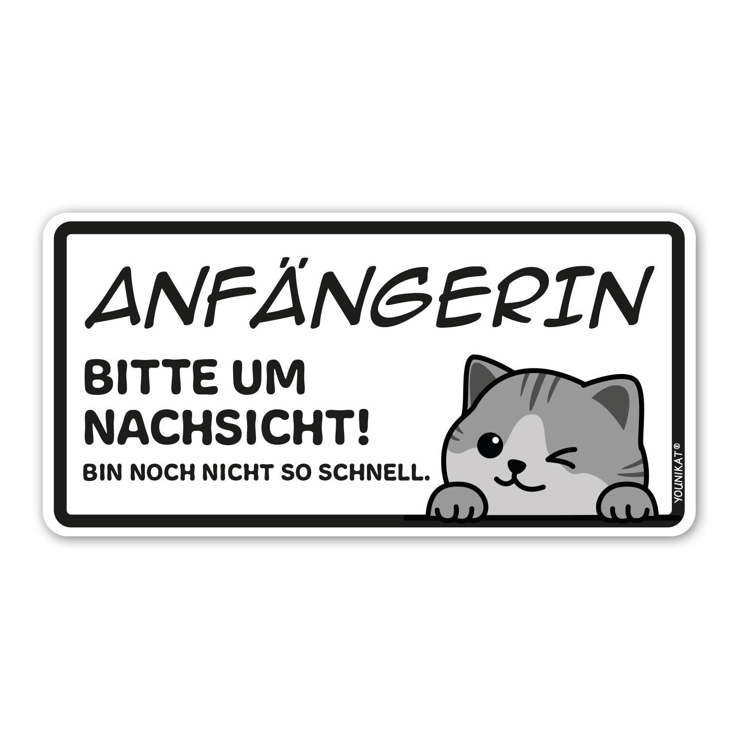 Fahrzeug-Aufkleber Anfänger Katze SW I 20 x 10 cm I Fahranfänger I kfz774 von younikat