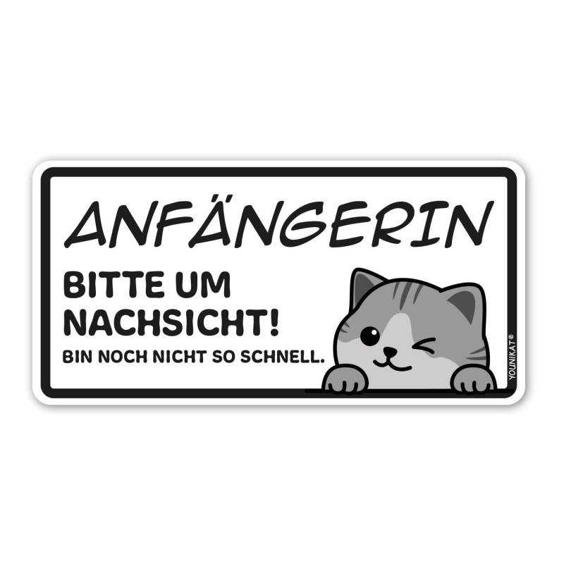 Fahrzeug-Aufkleber Anfänger Katze SW I 20 x 10 cm I Fahranfänger I kfz_774 von younikat