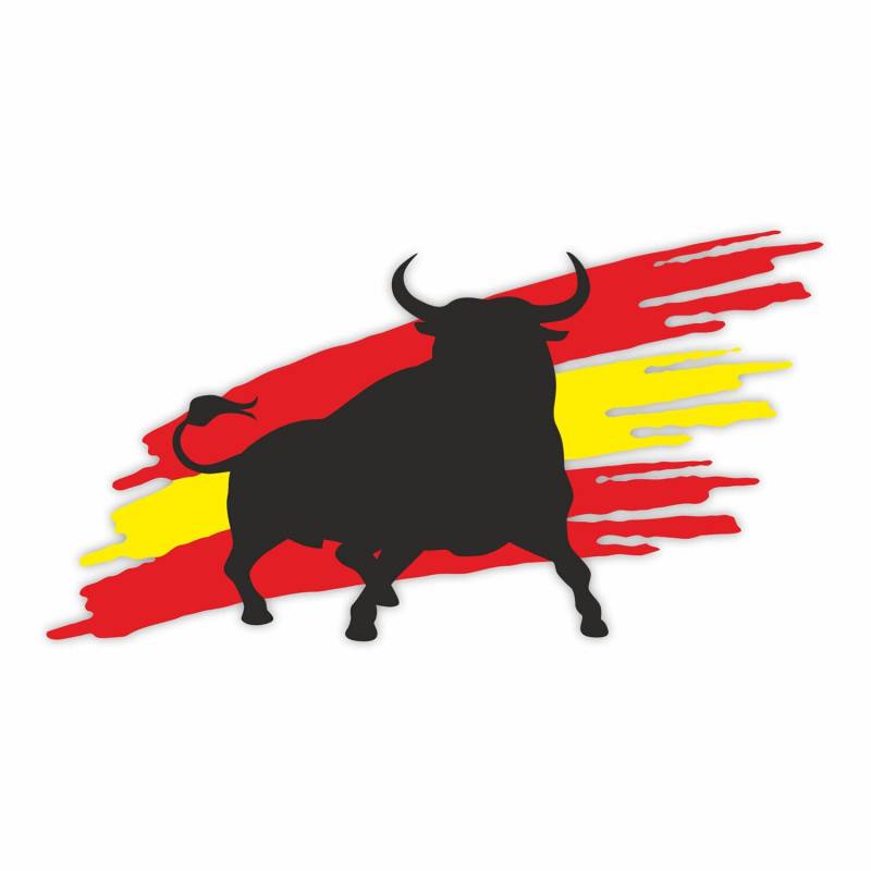 Fahrzeug-Sticker Stier Flagge - 50 cm groß - Aufkleber für Auto Wohnwagen LKW Wohnmobil Spanien Espana Bulle UV-beständig und wetterfest - kfz_755 von younikat