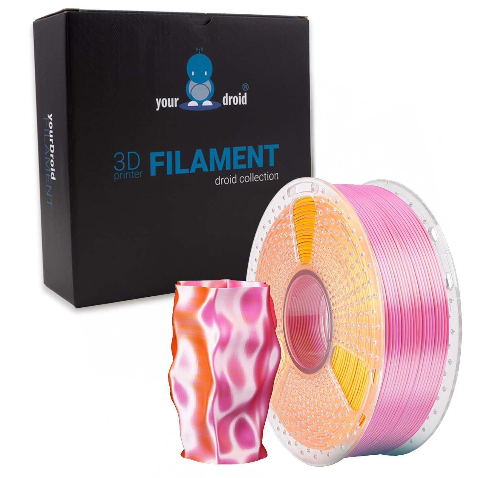 yourDroid DualColor Biosilk PLA+ Filament Pink/Gold 1.75mm 1kg von your droid