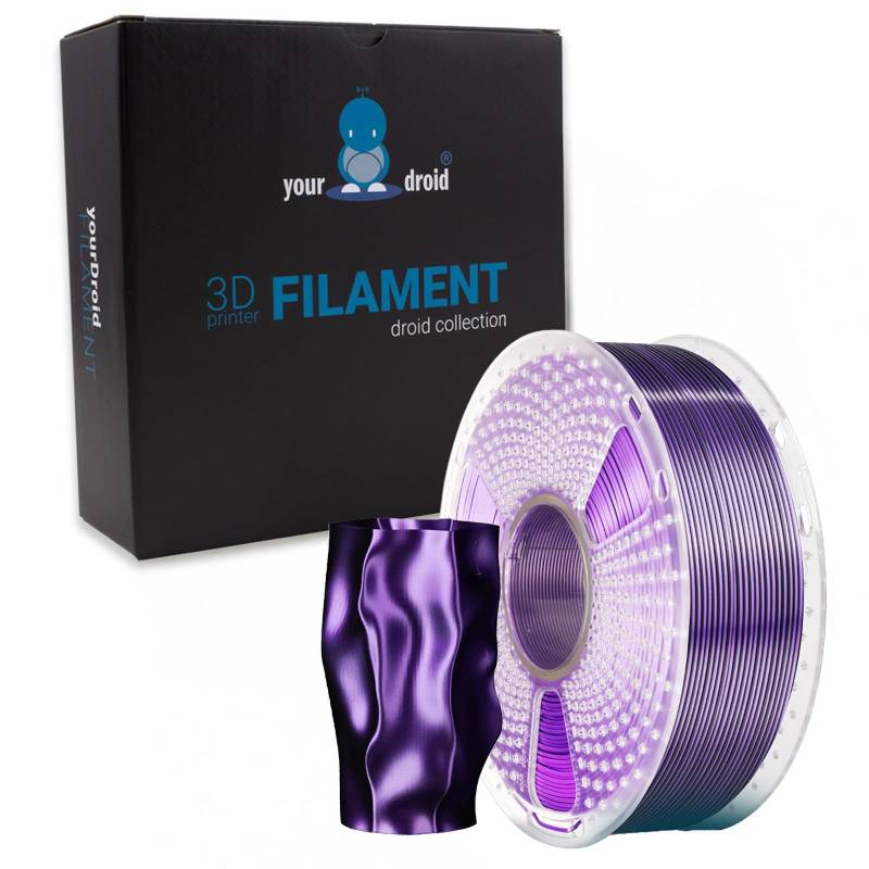 yourDroid DualColor Biosilk PLA+ Filament Schwarz/Lila 1.75mm 1kg von your droid