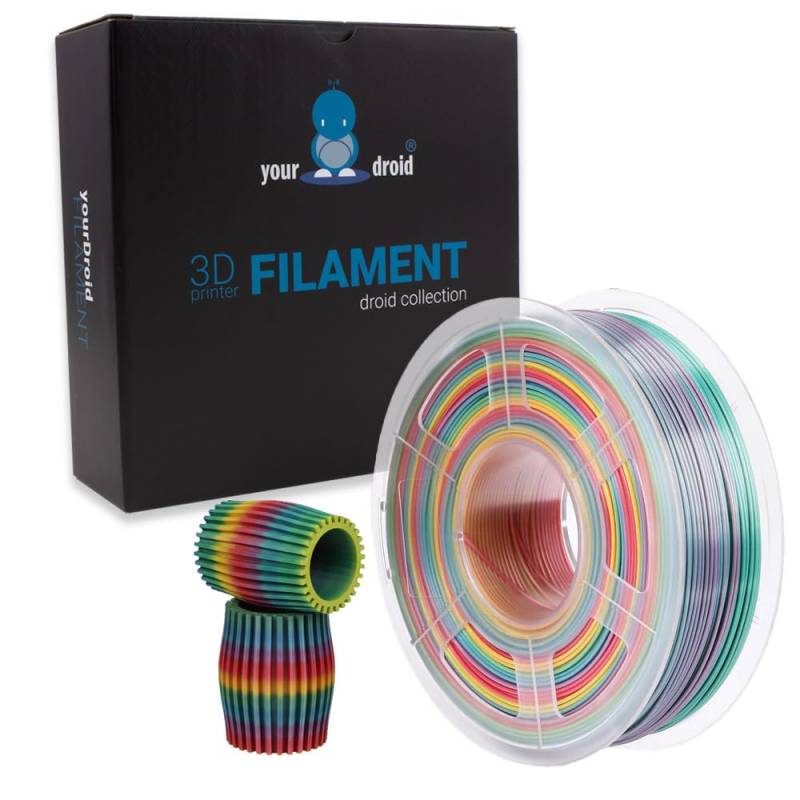 yourDroid PLA Filament Regenbogen 1.75mm 1kg 3D-Drucker von your droid