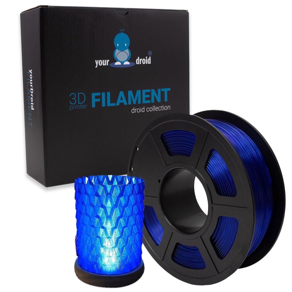 yourDroid PLA Filament Transparent Blau 1.75mm 1kg 3D-Drucker von your droid