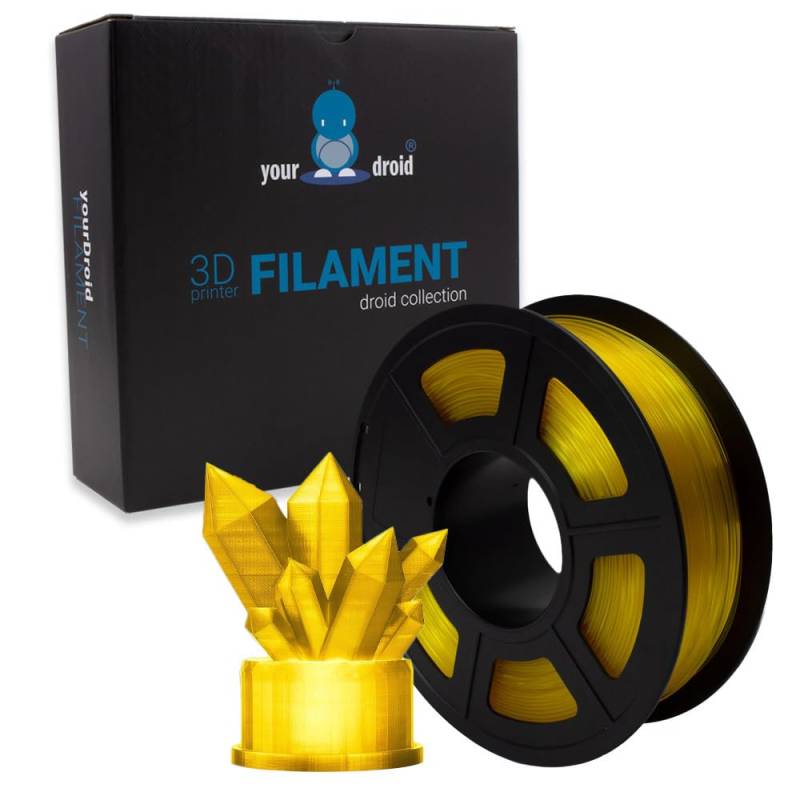 yourDroid PLA Filament Transparent Gelb 1.75mm 1kg 3D-Drucker von your droid