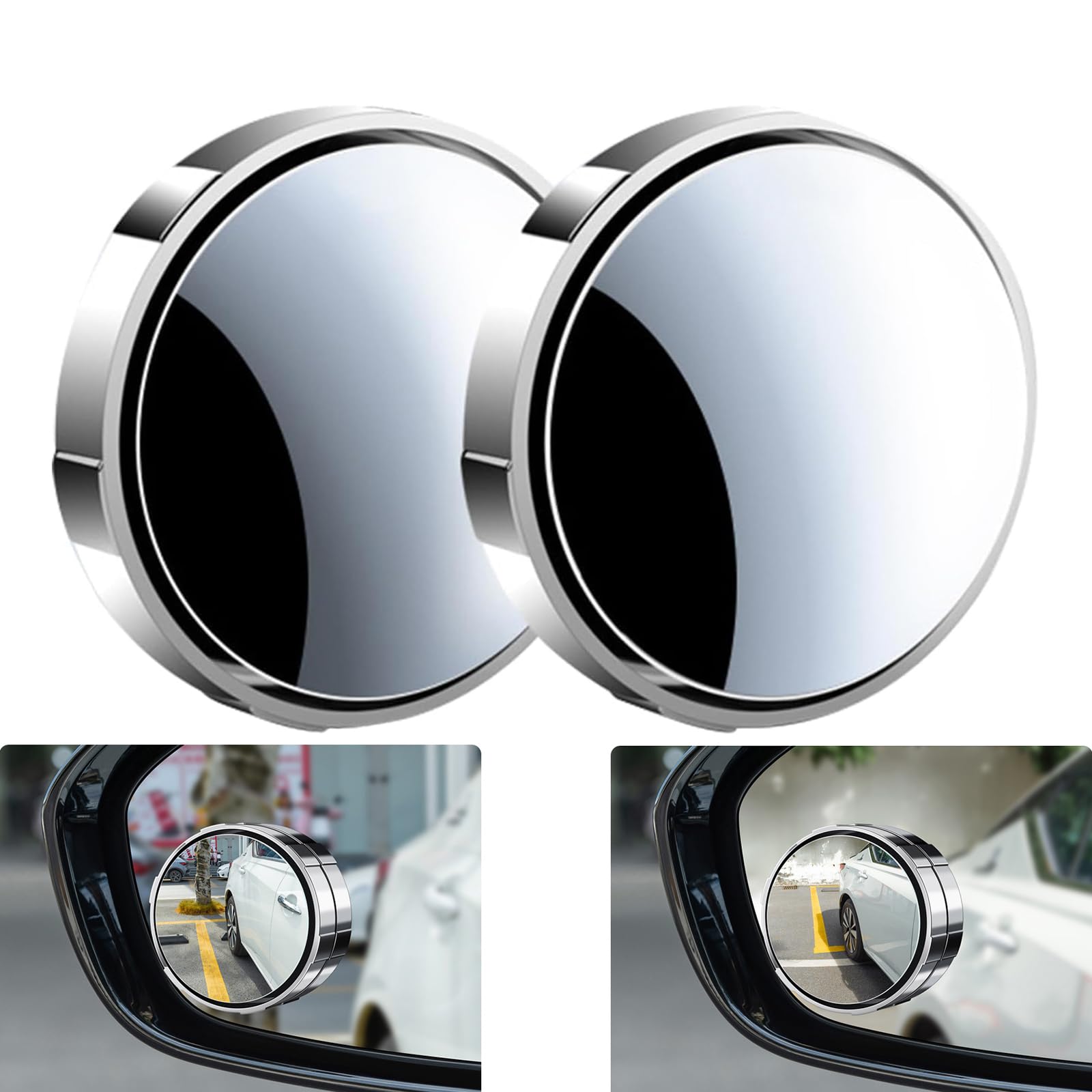 Yuentoen Toter Winkel Spiegel,2 Stück Universal Saugbecher Auto Blind Spot Spiegel, Abnehmbarer Konvexer Weitwinkel Rückspiegel, 360° Verstellbarer HD-Glas Seitenspiegel für Autos, LKWs, SUVs von yuentoen