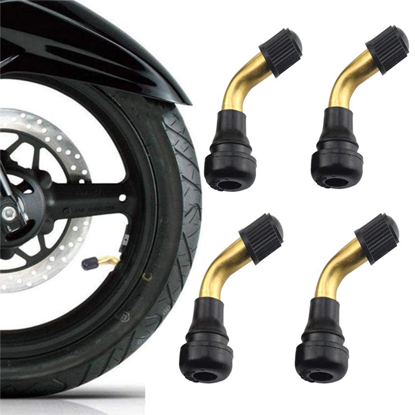 yuentoen PVR70 Roller Ventil, 4 Stück Schlauchlos Reifenventil Felgenventile 90 Grad,Messing Tubeless Ventil, Reifen Gummiventil für Motorräder, Autos, Fahrräder, Motorroller von yuentoen