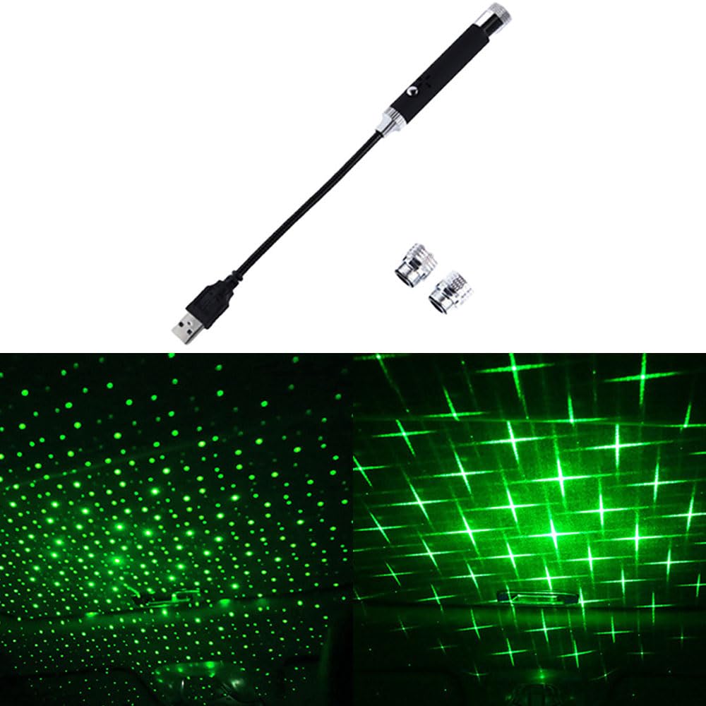 yufana Innen Atmosphäre Licht, USB NachtlichtBunt Auto, Mini Auto Decke Starlight, LED-Atmosphäre-Lichter, Mini Auto Innen Lampe, Geeignet für Die Partybar im Auto zu Hause (GrüNes Licht) von yufana