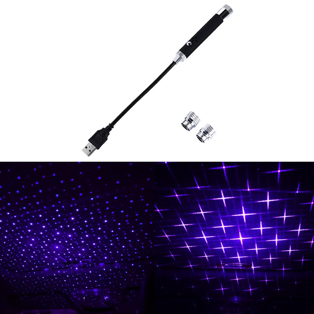 yufana Innen Atmosphäre Licht, USB NachtlichtBunt Auto, Mini Auto Decke Starlight, LED-Atmosphäre-Lichter, Mini Auto Innen Lampe, Geeignet für Die Partybar im Auto zu Hause (Lila Blaues Licht) von yufana