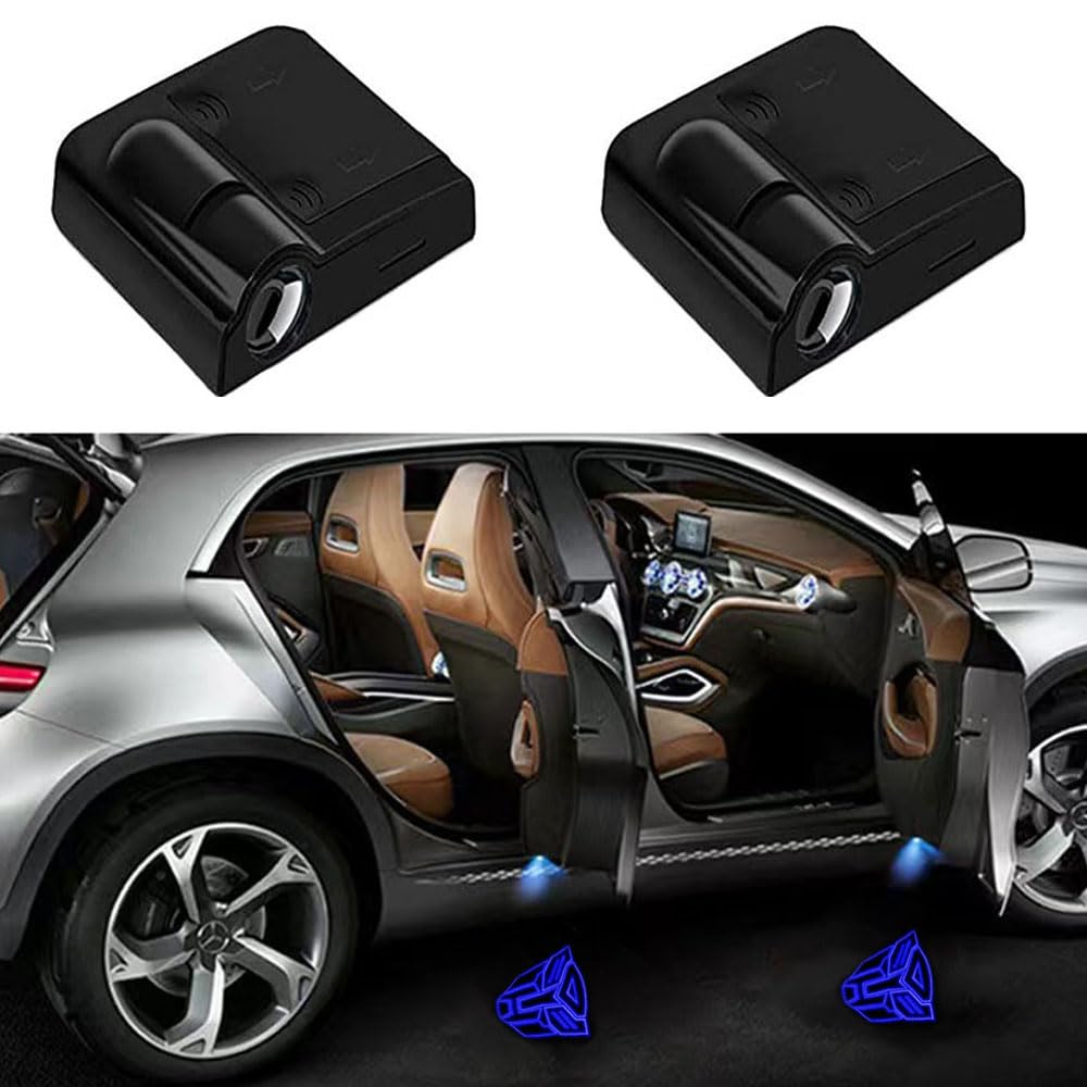 yufana Zweierpack Wireless Autotür HD projektor Licht, Autotür Willkommen LED Light, Personalisierte Autotür Logo Licht Projektor, Passend für alle Autos (blaues Maskenlogo) von yufana