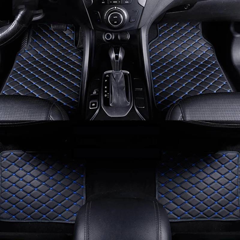 4Pcs Auto FußMatten für Audi A1 2016-2018, Leder Auto Fussmatten wasserdichte rutschfeste Automatte Allwetterschutz Teppiche Zubehör,J-Black Blue von yuluxlh