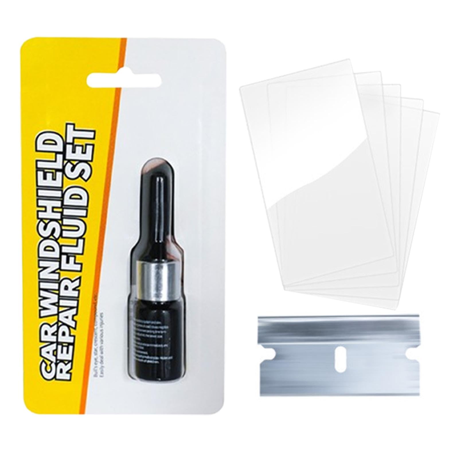 yupeuooe Windschutzscheibe Reparaturset, Auto Windshield Repair Kit mit 5 Ausgehärteter Film und 1 Klinge, GlasreparaturflüSsigkeit Steinschlag-Reparaturset Windschutzscheibe Glasreparaturset von yupeuooe